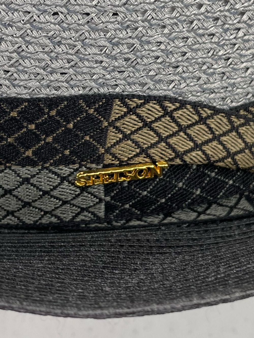 Stetson Andiamo Model Men’s Black Gray Banded Straw 6 7/8 Made USA Fedora Hat - Picture 3 of 10